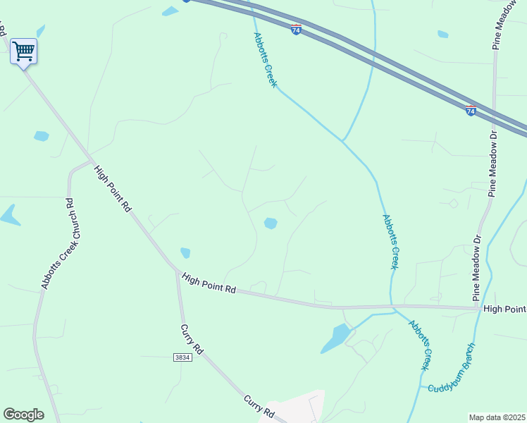 map of restaurants, bars, coffee shops, grocery stores, and more near 111 Bear Run Lane in Kernersville