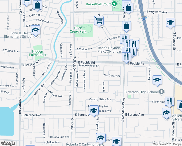 map of restaurants, bars, coffee shops, grocery stores, and more near 980 Sand Coral Drive in Las Vegas