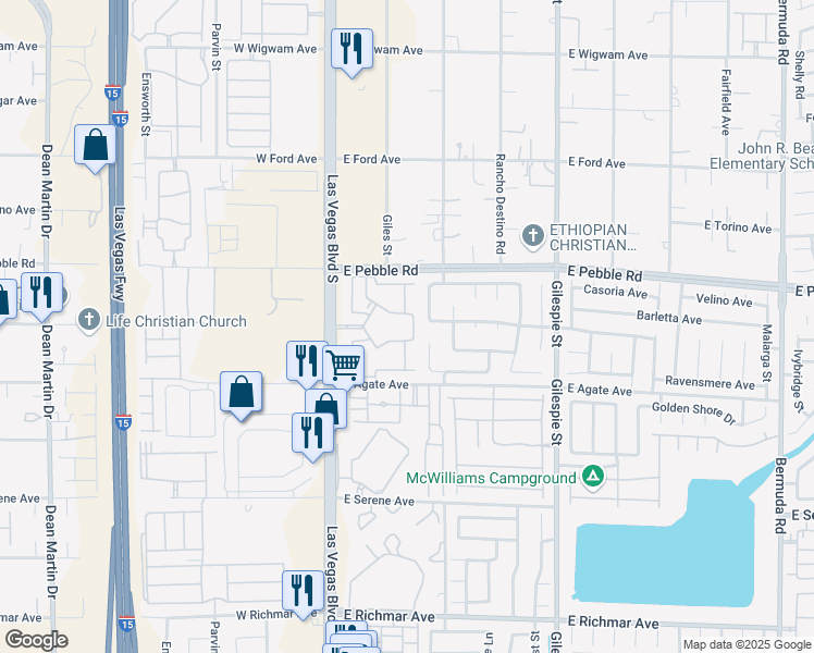 map of restaurants, bars, coffee shops, grocery stores, and more near 9000 South Las Vegas Boulevard in Las Vegas