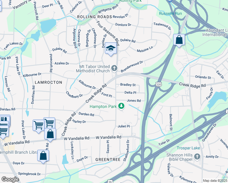 map of restaurants, bars, coffee shops, grocery stores, and more near in Greensboro