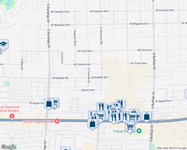 map of restaurants, bars, coffee shops, grocery stores, and more near 8243 Twin Rock Court in Las Vegas