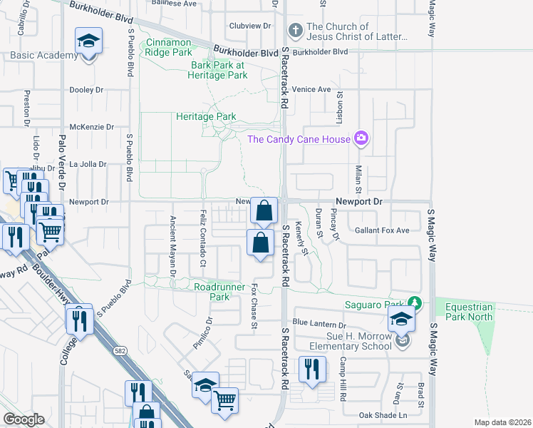 map of restaurants, bars, coffee shops, grocery stores, and more near 981 Alfonso Avenue in Henderson