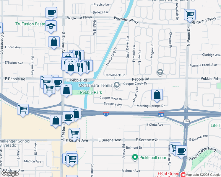 map of restaurants, bars, coffee shops, grocery stores, and more near 8953 Belconte Lane in Henderson