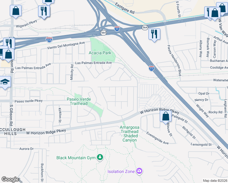 map of restaurants, bars, coffee shops, grocery stores, and more near 164 Arches Court in Henderson