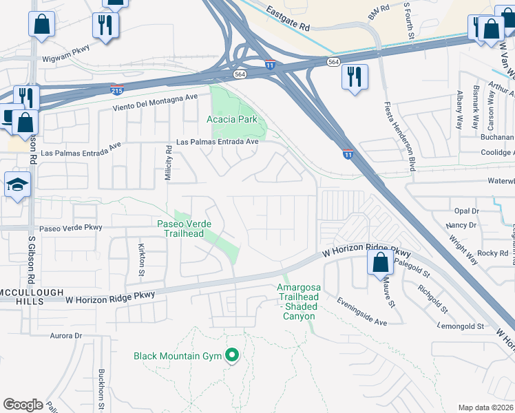 map of restaurants, bars, coffee shops, grocery stores, and more near 164 Arches Court in Henderson