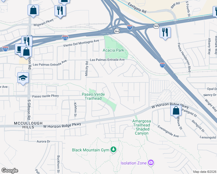 map of restaurants, bars, coffee shops, grocery stores, and more near 658 Pacific Cascades Drive in Henderson