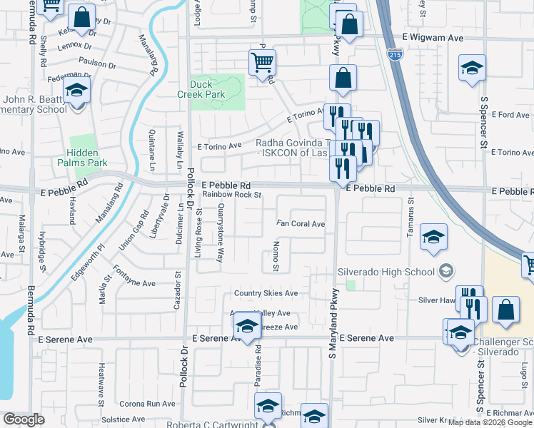 map of restaurants, bars, coffee shops, grocery stores, and more near 8959 Coral Shale Street in Las Vegas