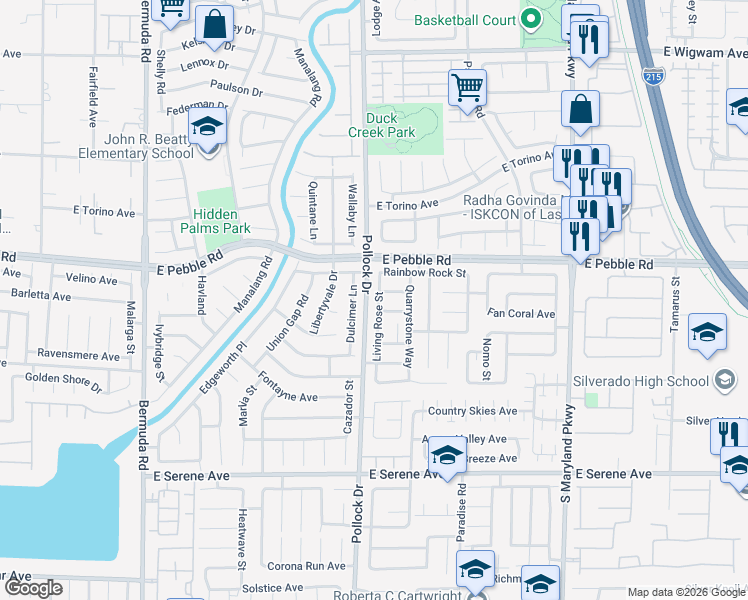 map of restaurants, bars, coffee shops, grocery stores, and more near 8961 Living Rose Street in Las Vegas