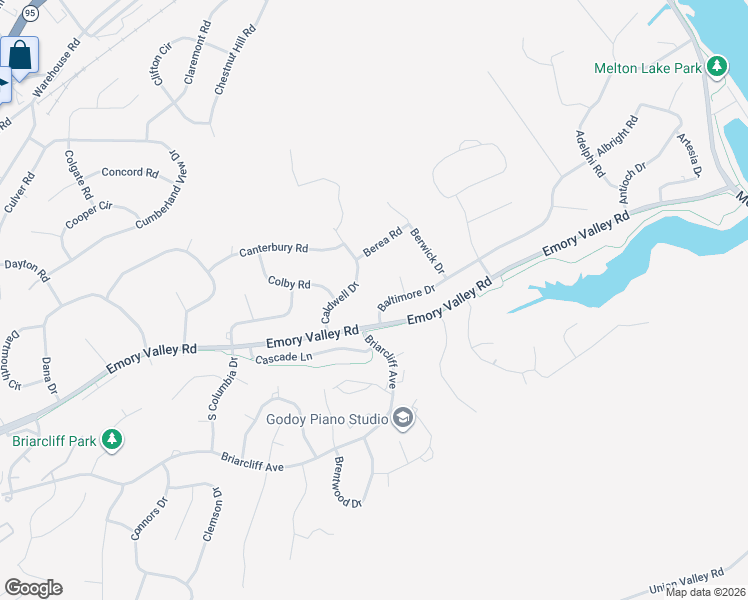 map of restaurants, bars, coffee shops, grocery stores, and more near 105 Baltimore Drive in Oak Ridge