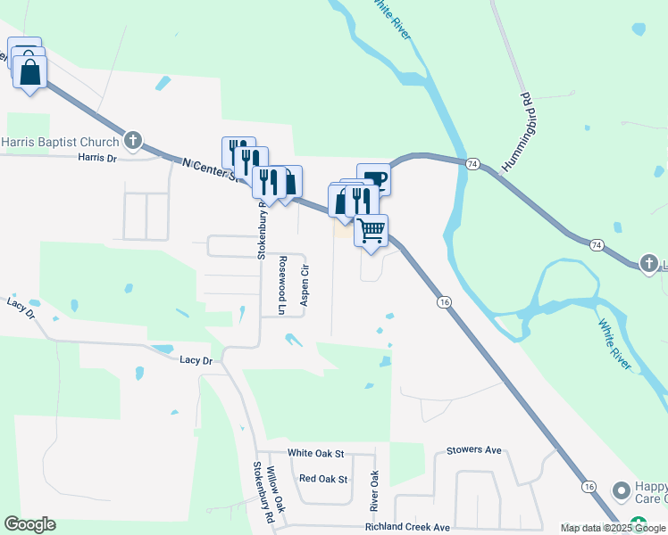 map of restaurants, bars, coffee shops, grocery stores, and more near 1919 Riverview Drive in Elkins