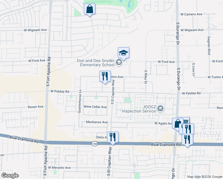 map of restaurants, bars, coffee shops, grocery stores, and more near 9009 Iron Cactus Avenue in Las Vegas