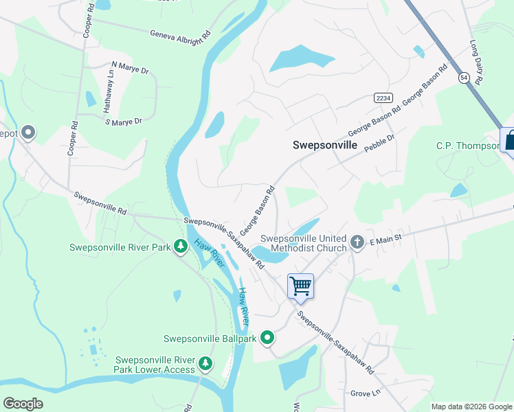 map of restaurants, bars, coffee shops, grocery stores, and more near 1064 George Bason Road in Graham