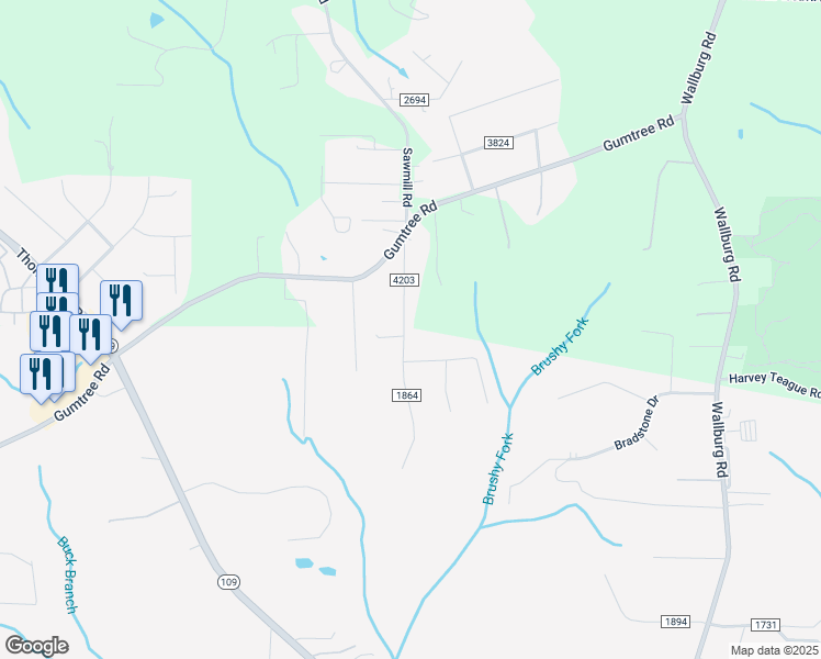 map of restaurants, bars, coffee shops, grocery stores, and more near 4805 Reid Road in Winston-Salem