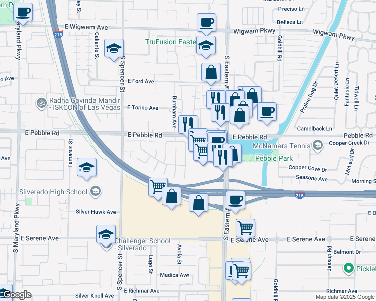 map of restaurants, bars, coffee shops, grocery stores, and more near 8942 Galena Crossing Street in Las Vegas