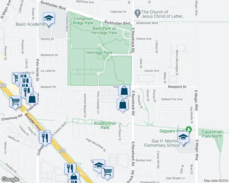 map of restaurants, bars, coffee shops, grocery stores, and more near 506 Fragrant Orchard Street in Henderson