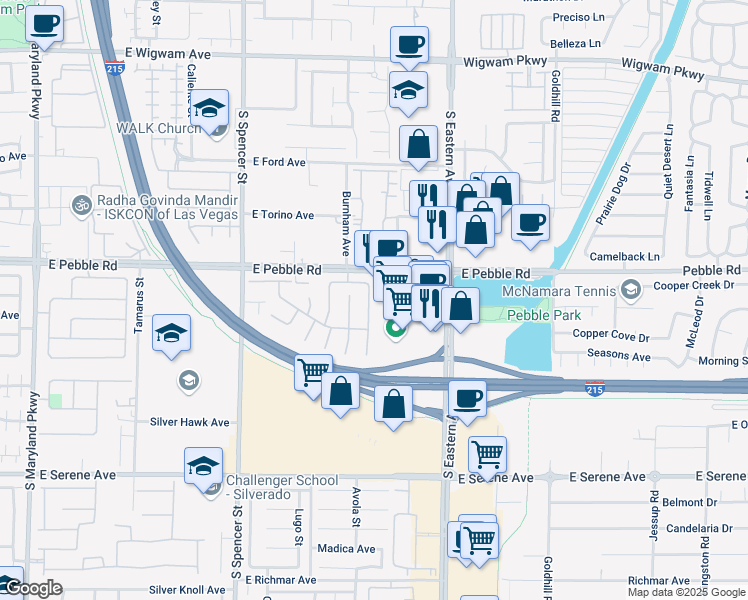 map of restaurants, bars, coffee shops, grocery stores, and more near 8942 Galena Crossing Street in Las Vegas
