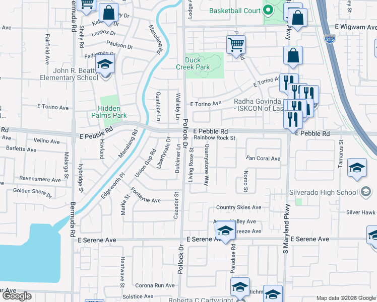 map of restaurants, bars, coffee shops, grocery stores, and more near 8961 Living Rose Street in Las Vegas