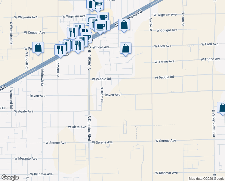 map of restaurants, bars, coffee shops, grocery stores, and more near 8944 Alexander Great Court in Las Vegas