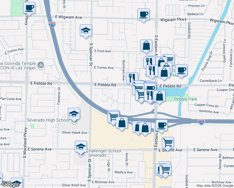 map of restaurants, bars, coffee shops, grocery stores, and more near 8943 Shale Valley Street in Las Vegas