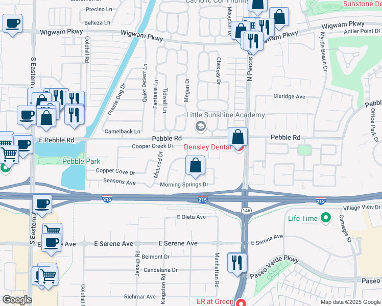 map of restaurants, bars, coffee shops, grocery stores, and more near 8958 Sierra Palms Way in Henderson