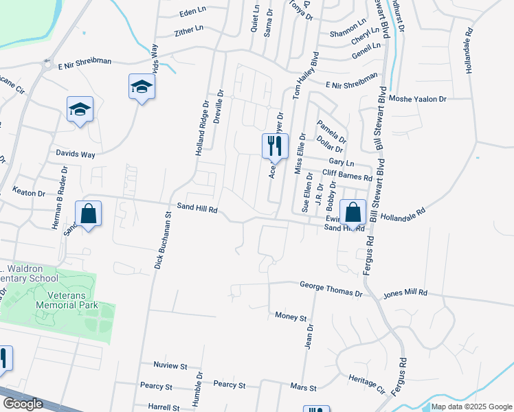 map of restaurants, bars, coffee shops, grocery stores, and more near 6048 Cullen Drive in La Vergne