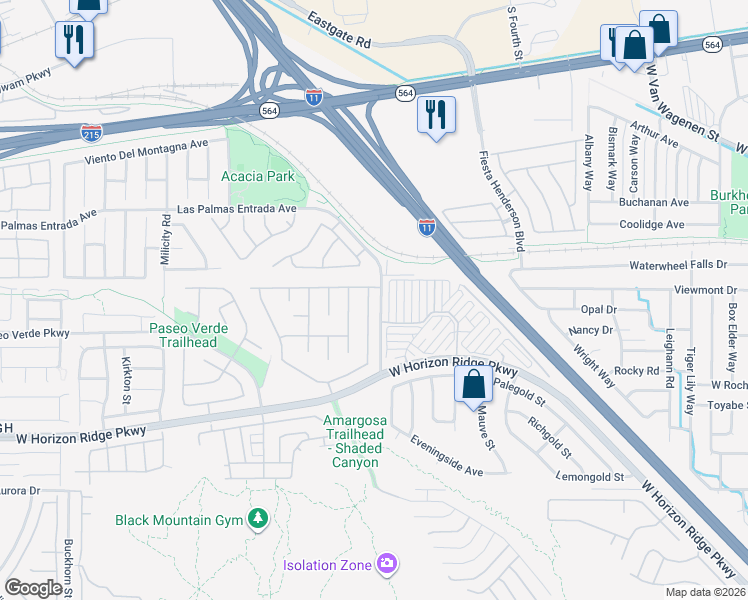map of restaurants, bars, coffee shops, grocery stores, and more near 163 White Butte Street in Henderson