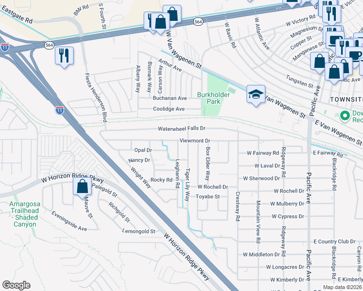 map of restaurants, bars, coffee shops, grocery stores, and more near 403 Leighann Road in Henderson