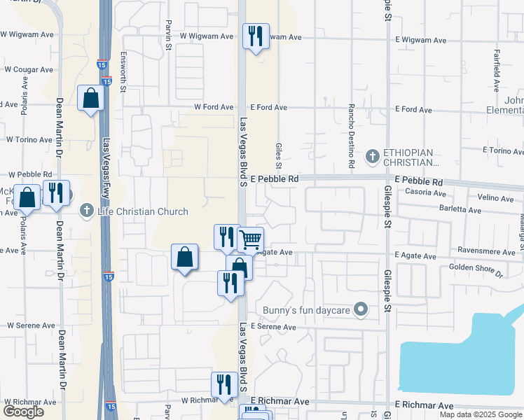 map of restaurants, bars, coffee shops, grocery stores, and more near 9000 South Las Vegas Boulevard in Las Vegas