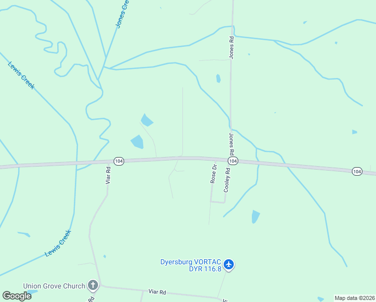 map of restaurants, bars, coffee shops, grocery stores, and more near 3796 Tennessee 104 in Dyersburg