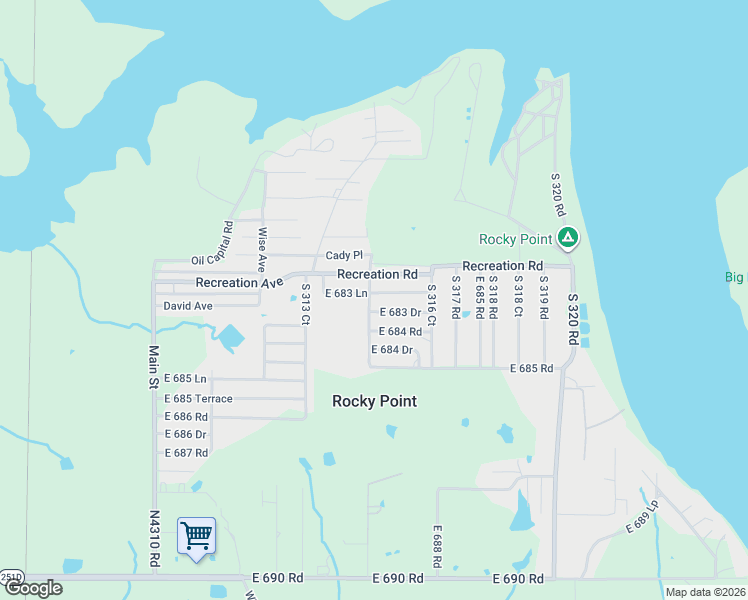map of restaurants, bars, coffee shops, grocery stores, and more near 68346 South 315 Road in Wagoner