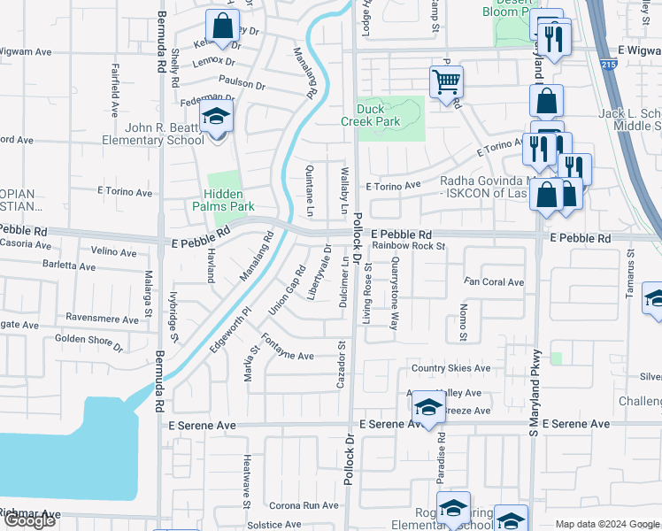 map of restaurants, bars, coffee shops, grocery stores, and more near 8964 Libertyvale Drive in Las Vegas