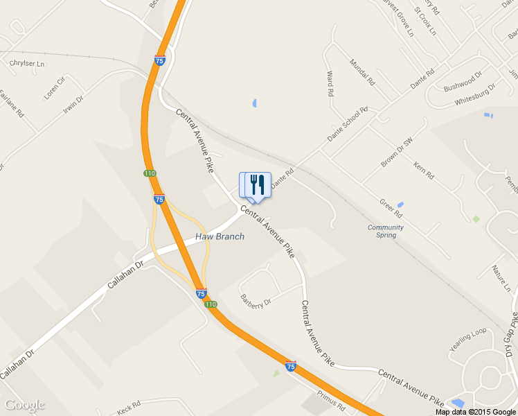 map of restaurants, bars, coffee shops, grocery stores, and more near 6714 Central Avenue Pike in Knoxville
