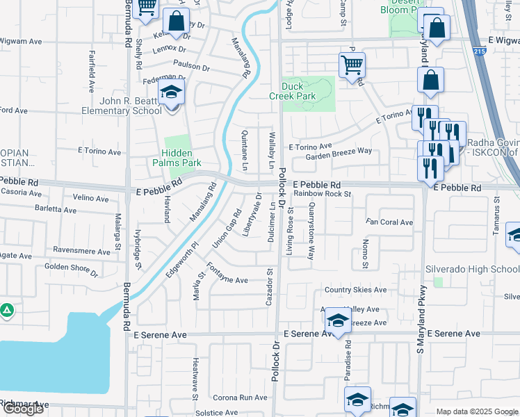 map of restaurants, bars, coffee shops, grocery stores, and more near 8964 Libertyvale Drive in Las Vegas