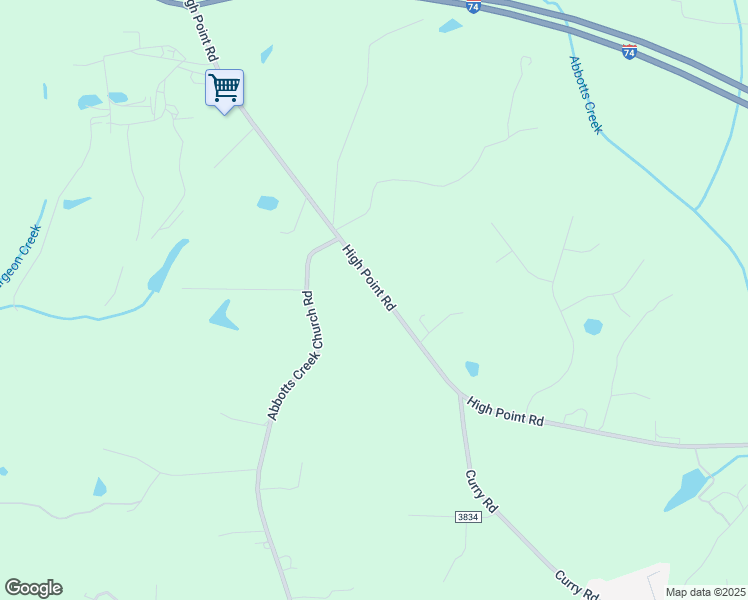 map of restaurants, bars, coffee shops, grocery stores, and more near 4740 High Point Road in Kernersville