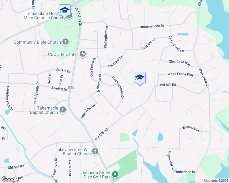 map of restaurants, bars, coffee shops, grocery stores, and more near 1409 Woodsman Court in High Point