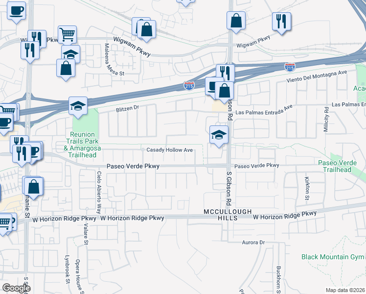 map of restaurants, bars, coffee shops, grocery stores, and more near 1072 Casady Hollow Avenue in Henderson