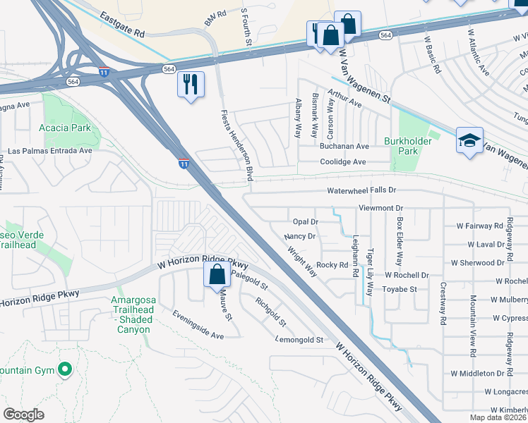map of restaurants, bars, coffee shops, grocery stores, and more near 441 Viewmont Drive in Henderson