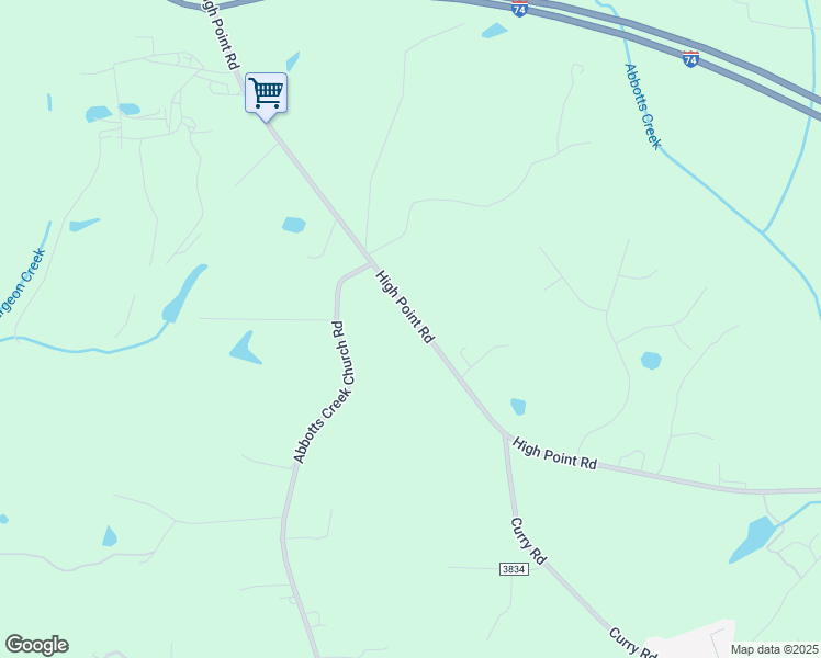 map of restaurants, bars, coffee shops, grocery stores, and more near 4740 High Point Road in Kernersville