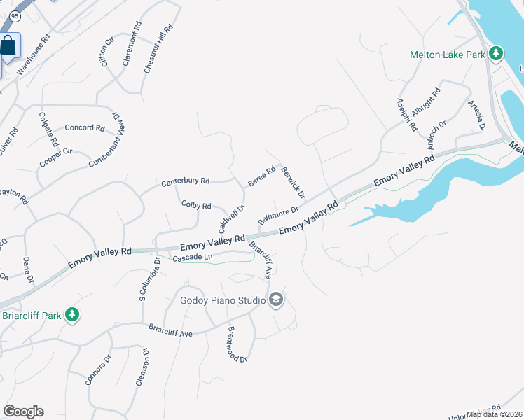 map of restaurants, bars, coffee shops, grocery stores, and more near 105 Baltimore Drive in Oak Ridge