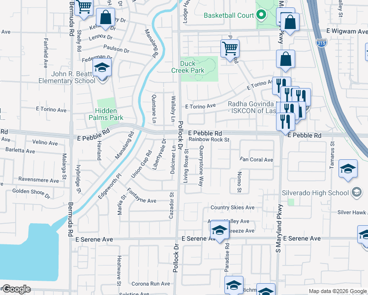 map of restaurants, bars, coffee shops, grocery stores, and more near 8961 Living Rose Street in Las Vegas