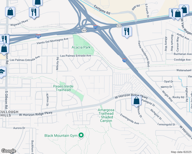 map of restaurants, bars, coffee shops, grocery stores, and more near 164 Kings Peak Court in Henderson