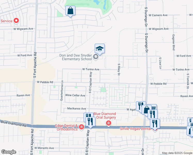 map of restaurants, bars, coffee shops, grocery stores, and more near 8960 Red Kansas Court in Las Vegas