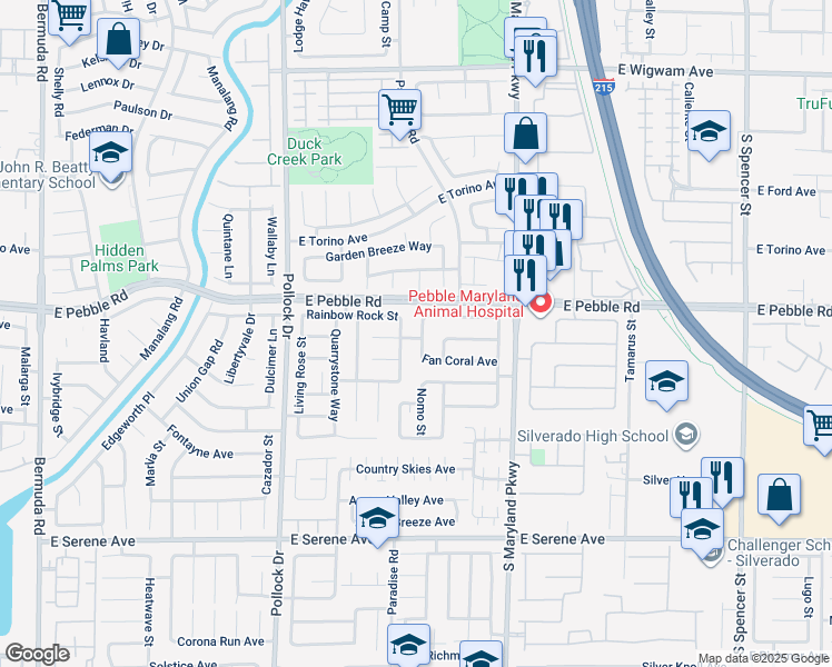 map of restaurants, bars, coffee shops, grocery stores, and more near 8959 Coral Shale Street in Las Vegas
