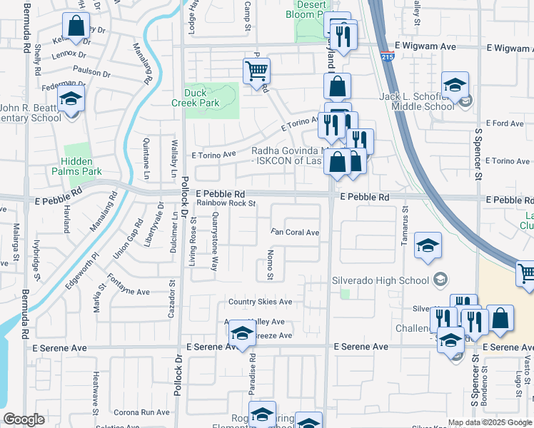 map of restaurants, bars, coffee shops, grocery stores, and more near 8959 Coral Shale Street in Las Vegas
