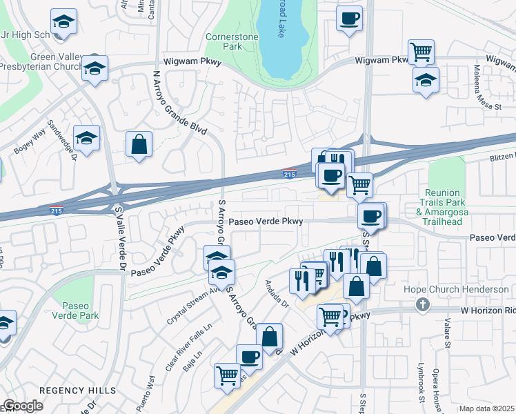 map of restaurants, bars, coffee shops, grocery stores, and more near 1580 Bozeman Drive in Henderson