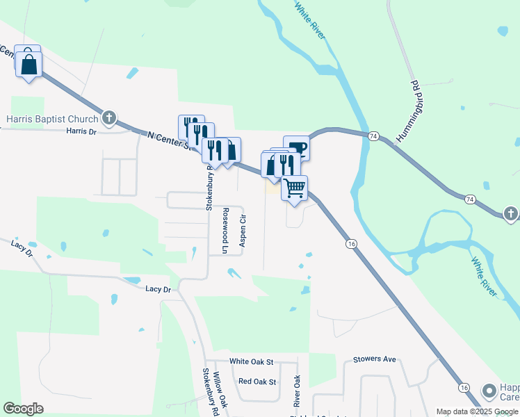 map of restaurants, bars, coffee shops, grocery stores, and more near 1919 Riverview Drive in Elkins