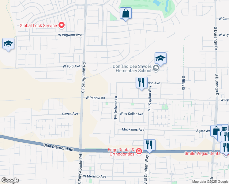 map of restaurants, bars, coffee shops, grocery stores, and more near 8863 Quarterhorse Lane in Las Vegas