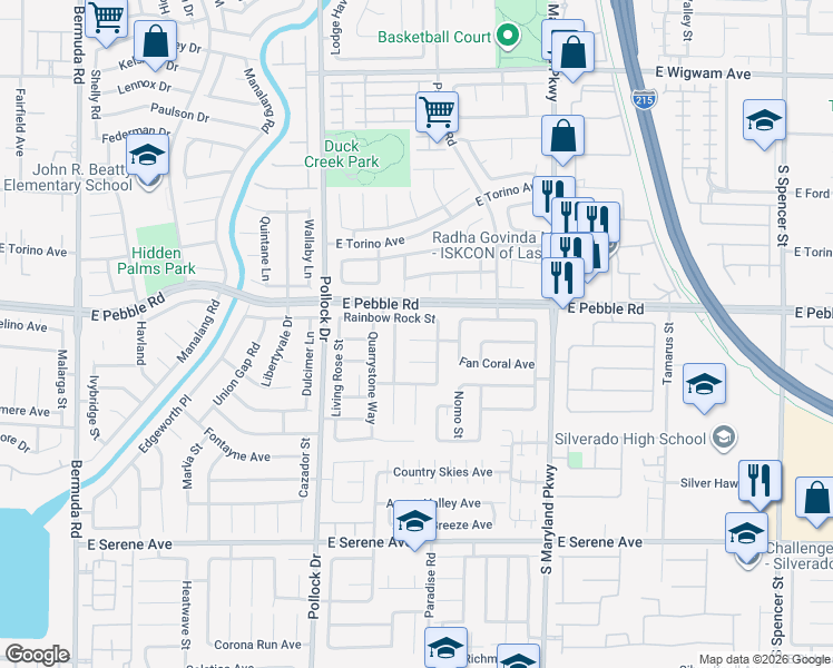 map of restaurants, bars, coffee shops, grocery stores, and more near 980 Sand Coral Drive in Las Vegas