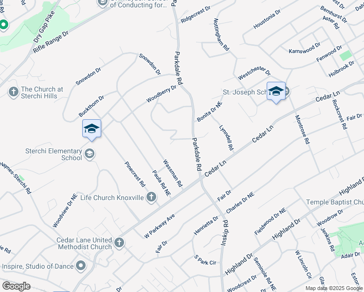 map of restaurants, bars, coffee shops, grocery stores, and more near 5511 S Briscoe Cir in Knoxville