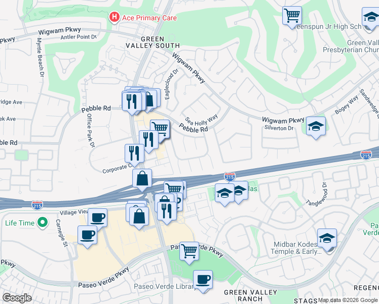 map of restaurants, bars, coffee shops, grocery stores, and more near 20 Lantern Glow in Henderson